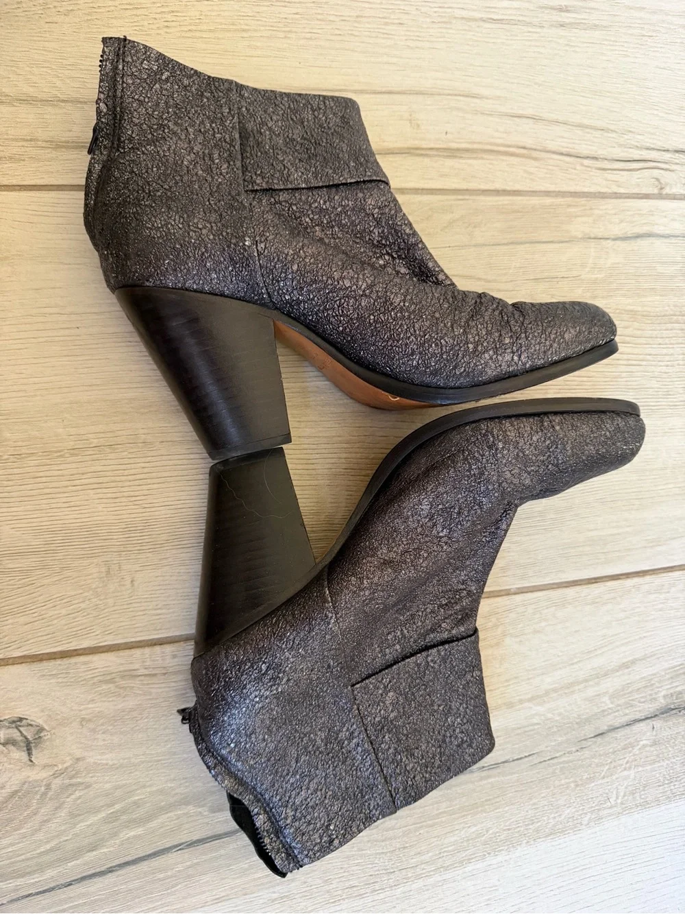 rag & bone Black Textured Metallic Ankle Boots
